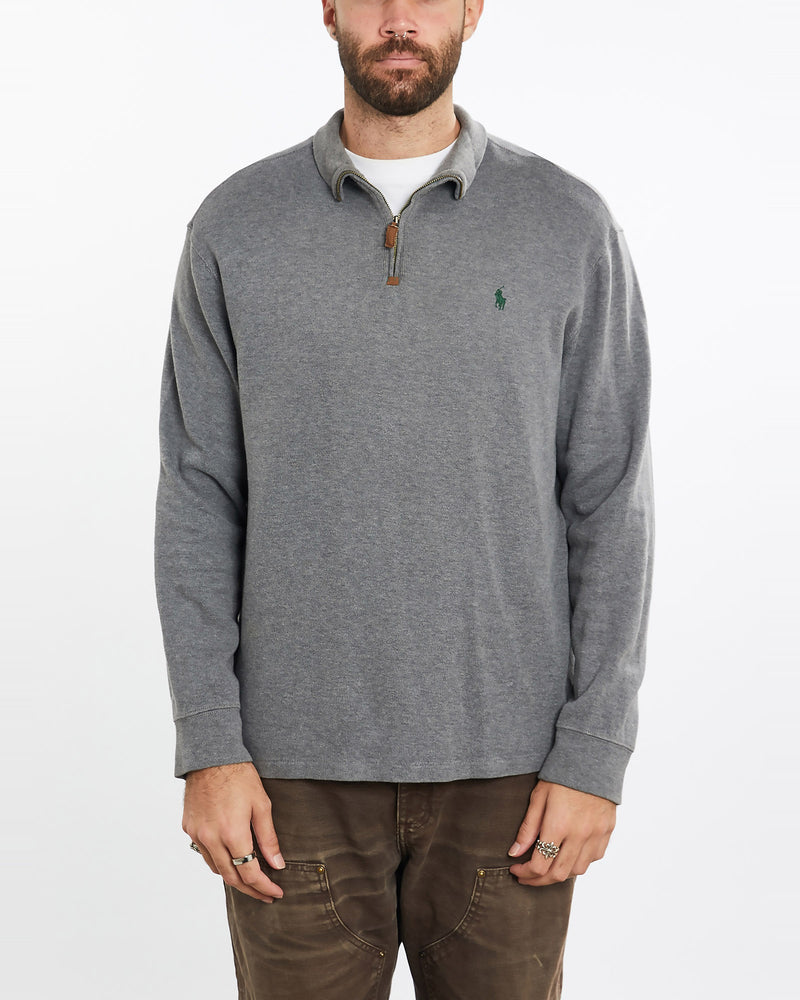 Vintage, Polo, Ralph, Lauren, Quarter, Zip, Sweater, The Real Deal, size extra large, colour Blue, newtown, sydney, australia, thrift store, opshop, preloved, secondhand, sustainable, retro, antique, 70s, 80s, 90s, 2000s, 00s, fashion, clothing, streetwear, trendy, garment, style, boutique, store, shop, archive, sale, cheap, best, top, Sweats and hoodies