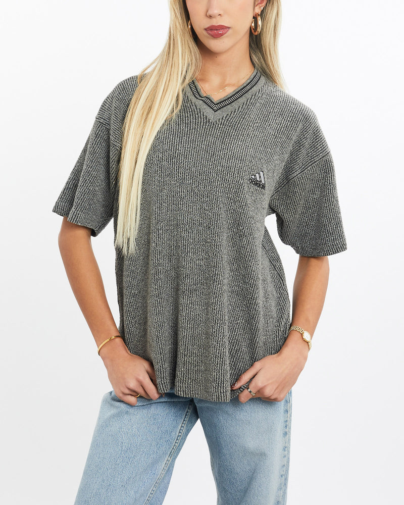 Vintage, 90s, Adidas, Tee, The Real Deal, size extra small, colour Grey, newtown, sydney, australia, thrift store, opshop, preloved, secondhand, sustainable, retro, antique, 70s, 80s, 90s, 2000s, 00s, fashion, clothing, streetwear, trendy, garment, style, boutique, store, shop, archive, sale, cheap, best, top, T-Shirts