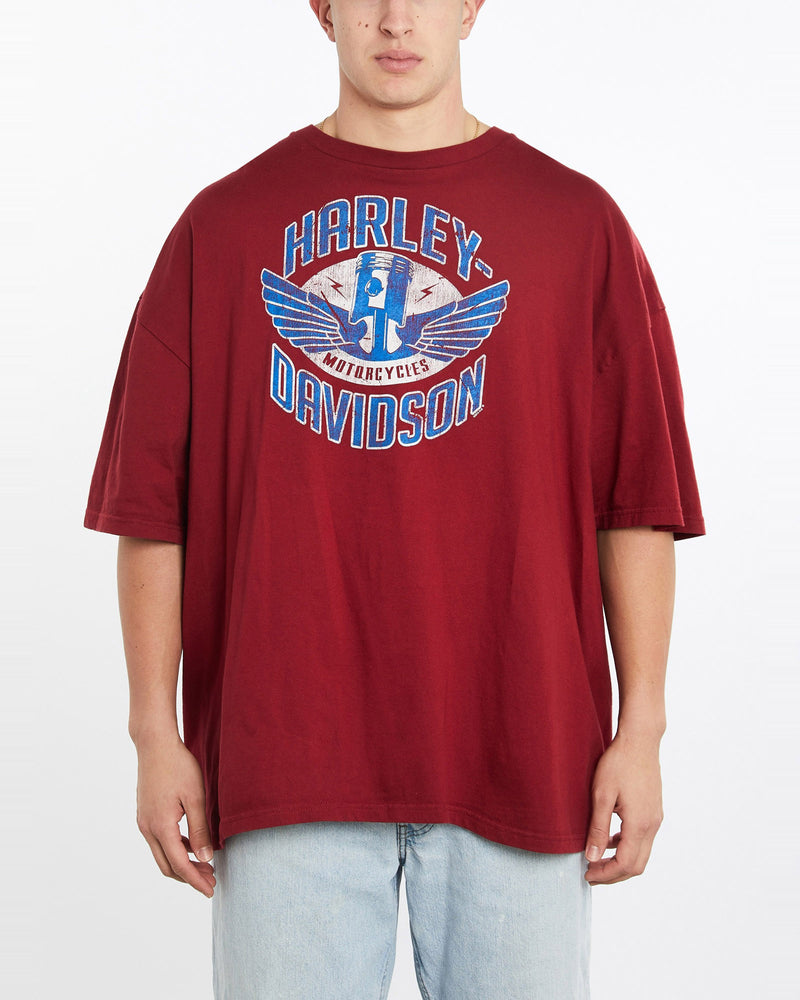 Vintage, Harley, Davidson, Tee, The Real Deal, size XXXL, colour Burgundy, newtown, sydney, australia, thrift store, opshop, preloved, secondhand, sustainable, retro, antique, 70s, 80s, 90s, 2000s, 00s, fashion, clothing, streetwear, trendy, garment, style, boutique, store, shop, archive, sale, cheap, best, top, T-Shirts