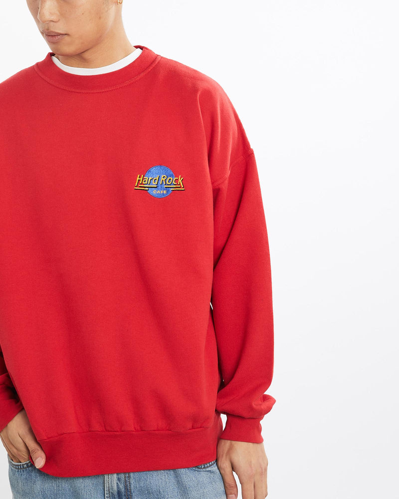 Vintage, Hard, Rock, Cafe, Staff', Sweatshirt, The Real Deal, size large, colour Red, newtown, sydney, australia, thrift store, opshop, preloved, secondhand, sustainable, retro, antique, 70s, 80s, 90s, 2000s, 00s, fashion, clothing, streetwear, trendy, garment, style, boutique, store, shop, archive, sale, cheap, best, top, Sweats and hoodies