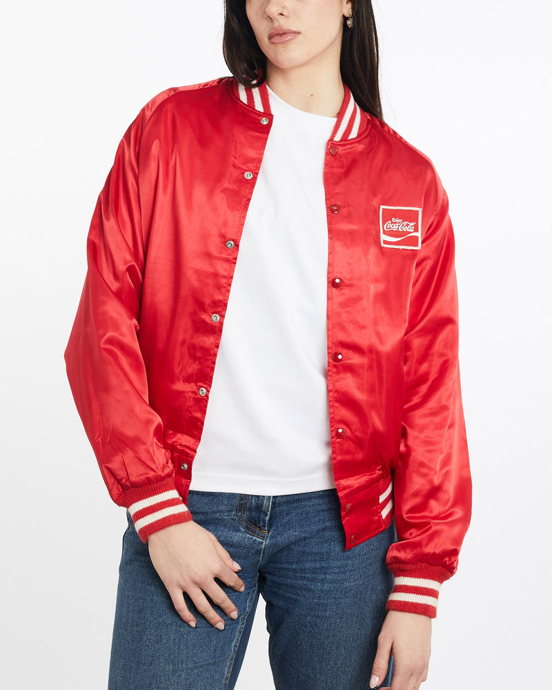 Vintage, 80s, Coca, Cola, Satin, Bomber, Jacket, The Real Deal, size medium, colour Red, newtown, sydney, australia, thrift store, opshop, preloved, secondhand, sustainable, retro, antique, 70s, 80s, 90s, 2000s, 00s, fashion, clothing, streetwear, trendy, garment, style, boutique, store, shop, archive, sale, cheap, best, top, Jackets