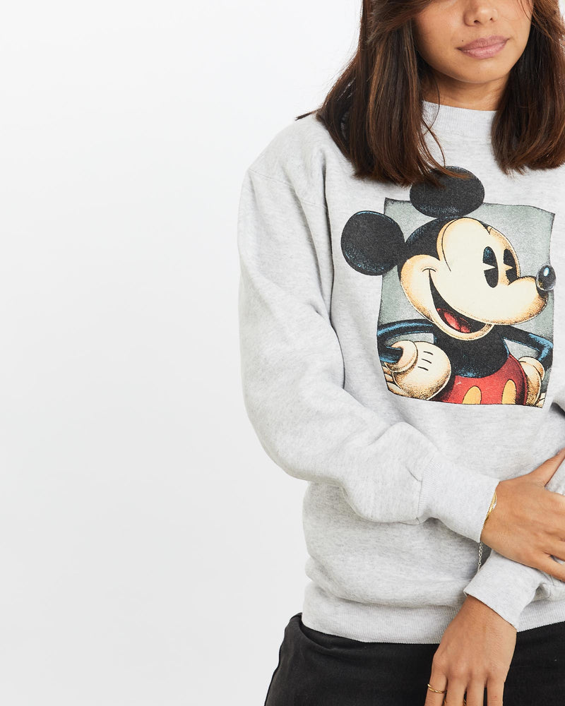 Vintage, 90s, Disney, Mickey, Mouse, Sweatshirt, The Real Deal, size extra small, colour Brown, newtown, sydney, australia, thrift store, opshop, preloved, secondhand, sustainable, retro, antique, 70s, 80s, 90s, 2000s, 00s, fashion, clothing, streetwear, trendy, garment, style, boutique, store, shop, archive, sale, cheap, best, top, Sweats and hoodies