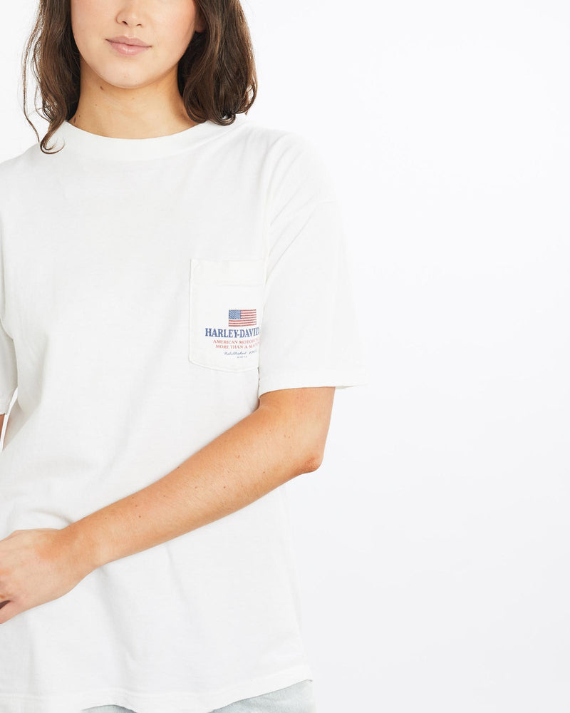 Vintage, 1998, Harley, Davidson, Big, Moose', Tee, The Real Deal, size medium, colour White, newtown, sydney, australia, thrift store, opshop, preloved, secondhand, sustainable, retro, antique, 70s, 80s, 90s, 2000s, 00s, fashion, clothing, streetwear, trendy, garment, style, boutique, store, shop, archive, sale, cheap, best, top, T-Shirts