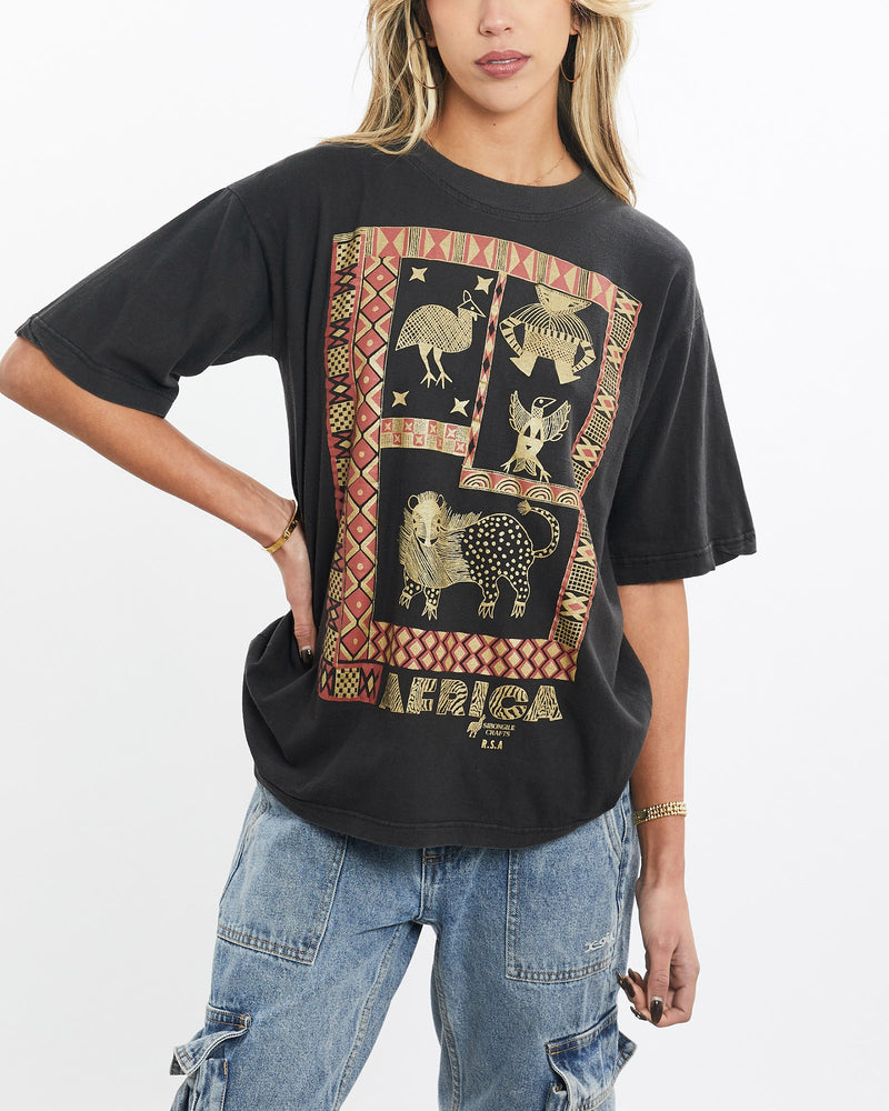 Vintage, 90s, Africa, Tee, The Real Deal, size small, colour Black, newtown, sydney, australia, thrift store, opshop, preloved, secondhand, sustainable, retro, antique, 70s, 80s, 90s, 2000s, 00s, fashion, clothing, streetwear, trendy, garment, style, boutique, store, shop, archive, sale, cheap, best, top, T-Shirts