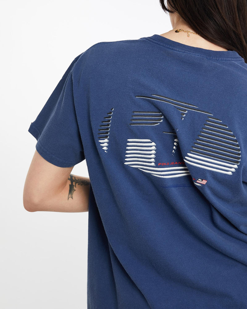 Vintage, Ralph, Lauren, Polo, Jeans, Co., Tee, The Real Deal, size medium, colour Navy, newtown, sydney, australia, thrift store, opshop, preloved, secondhand, sustainable, retro, antique, 70s, 80s, 90s, 2000s, 00s, fashion, clothing, streetwear, trendy, garment, style, boutique, store, shop, archive, sale, cheap, best, top, T-Shirts