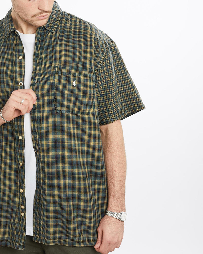 Vintage, 90s, Polo, Ralph, Lauren, Short, Sleeve, Button, Up, Shirt, The Real Deal, size extra large, colour Green, newtown, sydney, australia, thrift store, opshop, preloved, secondhand, sustainable, retro, antique, 70s, 80s, 90s, 2000s, 00s, fashion, clothing, streetwear, trendy, garment, style, boutique, store, shop, archive, sale, cheap, best, top, Shirts
