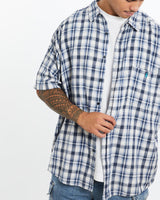 Vintage, Polo, Ralph, Lauren, Short, Sleeve, Button, Up, Shirt, The Real Deal, size extra large, colour Blue, newtown, sydney, australia, thrift store, opshop, preloved, secondhand, sustainable, retro, antique, 70s, 80s, 90s, 2000s, 00s, fashion, clothing, streetwear, trendy, garment, style, boutique, store, shop, archive, sale, cheap, best, top, Shirts