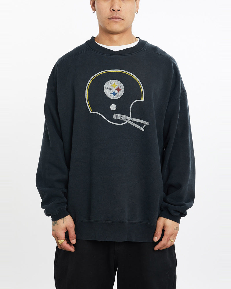 Vintage, NFL, Pittsburgh, Steelers, Sweatshirt, The Real Deal, size extra large, colour Black, newtown, sydney, australia, thrift store, opshop, preloved, secondhand, sustainable, retro, antique, 70s, 80s, 90s, 2000s, 00s, fashion, clothing, streetwear, trendy, garment, style, boutique, store, shop, archive, sale, cheap, best, top, Sweats and hoodies