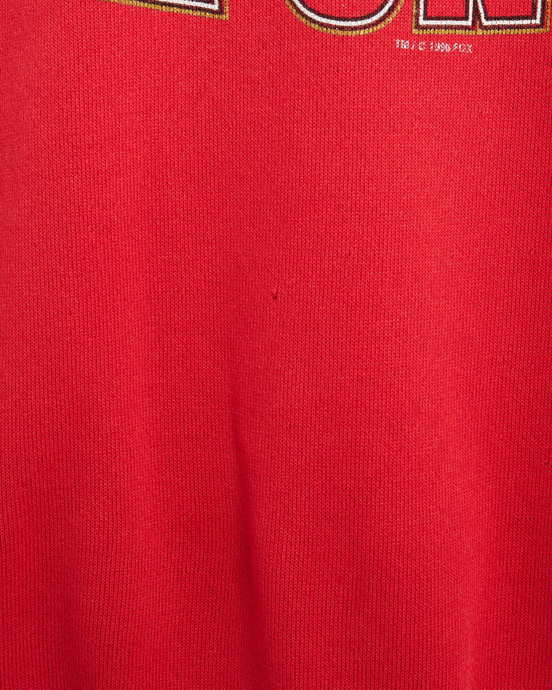 Vintage, 1996, NFL, San, Francisco, 49ers, Sweatshirt, The Real Deal, size small, colour Red, newtown, sydney, australia, thrift store, opshop, preloved, secondhand, sustainable, retro, antique, 70s, 80s, 90s, 2000s, 00s, fashion, clothing, streetwear, trendy, garment, style, boutique, store, shop, archive, sale, cheap, best, top, Sweats and hoodies