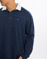 Vintage, Tommy, Hilfiger, Rugby, Shirt, The Real Deal, size large, colour Navy, newtown, sydney, australia, thrift store, opshop, preloved, secondhand, sustainable, retro, antique, 70s, 80s, 90s, 2000s, 00s, fashion, clothing, streetwear, trendy, garment, style, boutique, store, shop, archive, sale, cheap, best, top, Shirts