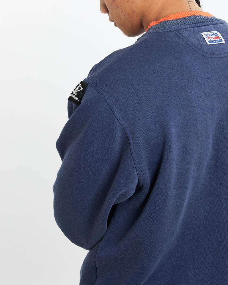 Vintage, 90s, NFL, Chicago, Bears, Sweatshirt, The Real Deal, size large, colour Navy, newtown, sydney, australia, thrift store, opshop, preloved, secondhand, sustainable, retro, antique, 70s, 80s, 90s, 2000s, 00s, fashion, clothing, streetwear, trendy, garment, style, boutique, store, shop, archive, sale, cheap, best, top, Sweats and hoodies