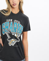 Vintage, 1991, NHL, San, Jose, Sharks, Tee, The Real Deal, size extra small, colour Black, newtown, sydney, australia, thrift store, opshop, preloved, secondhand, sustainable, retro, antique, 70s, 80s, 90s, 2000s, 00s, fashion, clothing, streetwear, trendy, garment, style, boutique, store, shop, archive, sale, cheap, best, top, T-Shirts