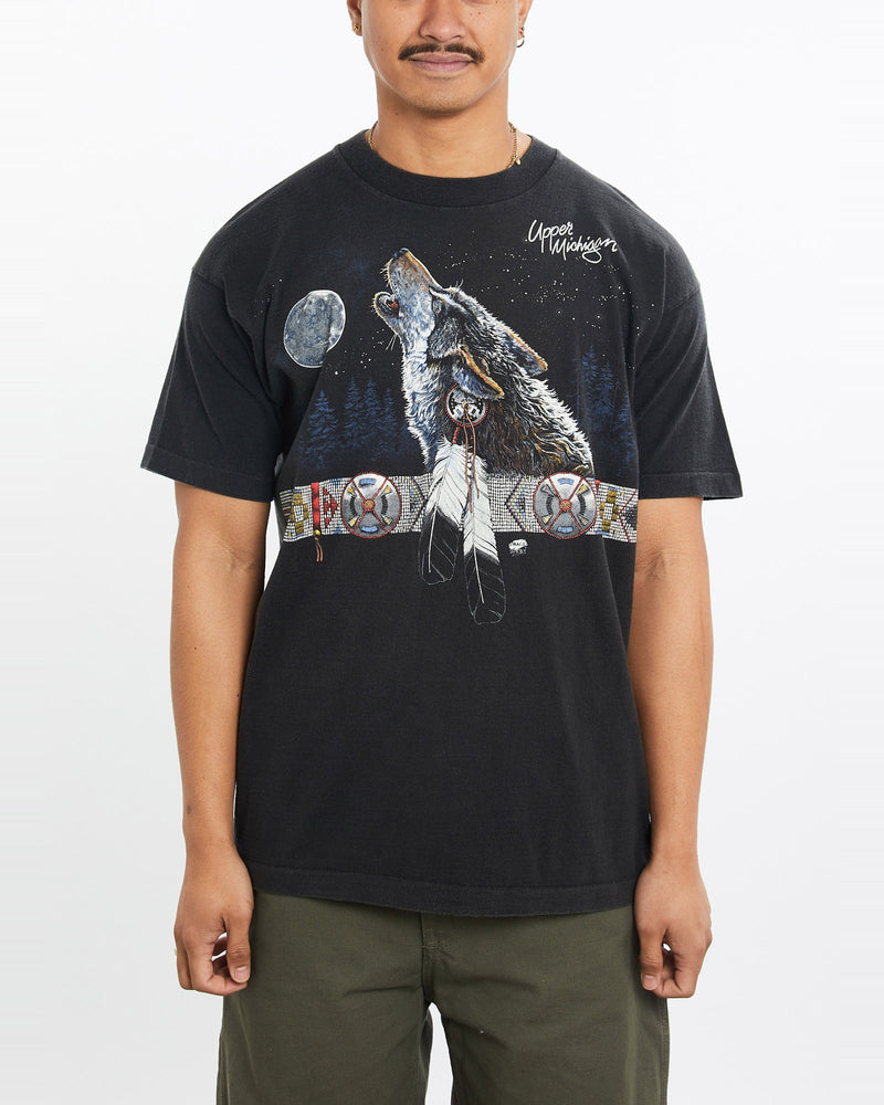 Vintage, 90s, Wolf, Wildlife, Tee, The Real Deal, size large, colour Black, newtown, sydney, australia, thrift store, opshop, preloved, secondhand, sustainable, retro, antique, 70s, 80s, 90s, 2000s, 00s, fashion, clothing, streetwear, trendy, garment, style, boutique, store, shop, archive, sale, cheap, best, top, T-Shirts