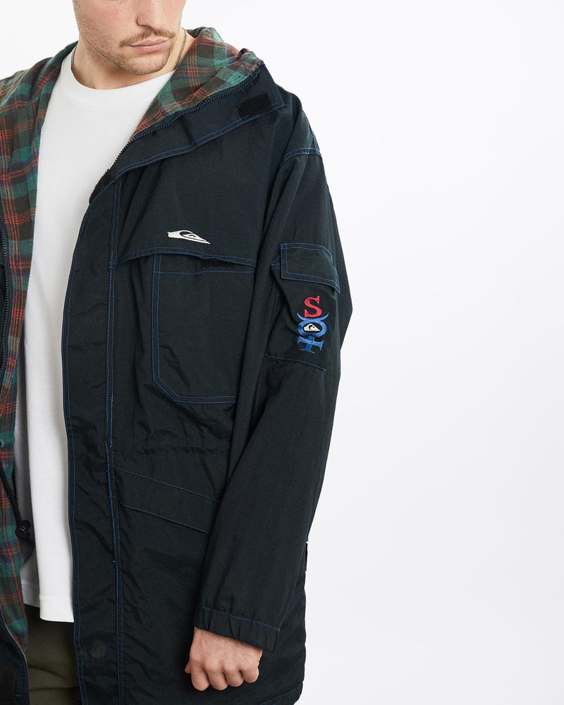 Vintage, 90s, Quiksilver, Surf, Windbreaker, Jacket, The Real Deal, size extra large, colour Black, newtown, sydney, australia, thrift store, opshop, preloved, secondhand, sustainable, retro, antique, 70s, 80s, 90s, 2000s, 00s, fashion, clothing, streetwear, trendy, garment, style, boutique, store, shop, archive, sale, cheap, best, top, Jackets