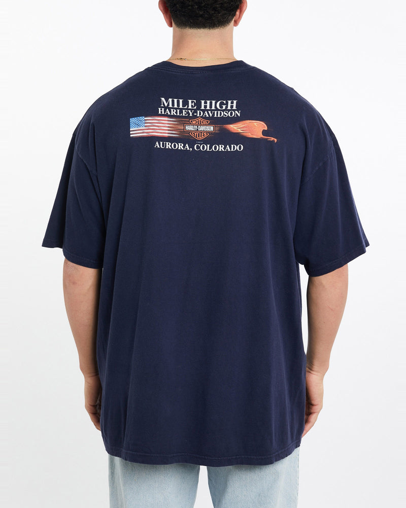 Vintage, Harley, Davidson, Tee, The Real Deal, size double extra large, colour Navy, newtown, sydney, australia, thrift store, opshop, preloved, secondhand, sustainable, retro, antique, 70s, 80s, 90s, 2000s, 00s, fashion, clothing, streetwear, trendy, garment, style, boutique, store, shop, archive, sale, cheap, best, top, T-Shirts