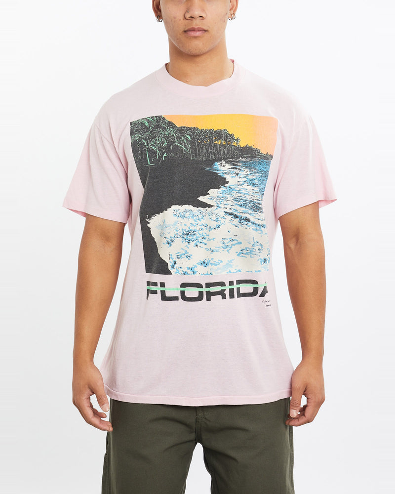 Vintage, 80s, Florida, Graphic, Tee, The Real Deal, size medium, colour Pink, newtown, sydney, australia, thrift store, opshop, preloved, secondhand, sustainable, retro, antique, 70s, 80s, 90s, 2000s, 00s, fashion, clothing, streetwear, trendy, garment, style, boutique, store, shop, archive, sale, cheap, best, top, T-Shirts