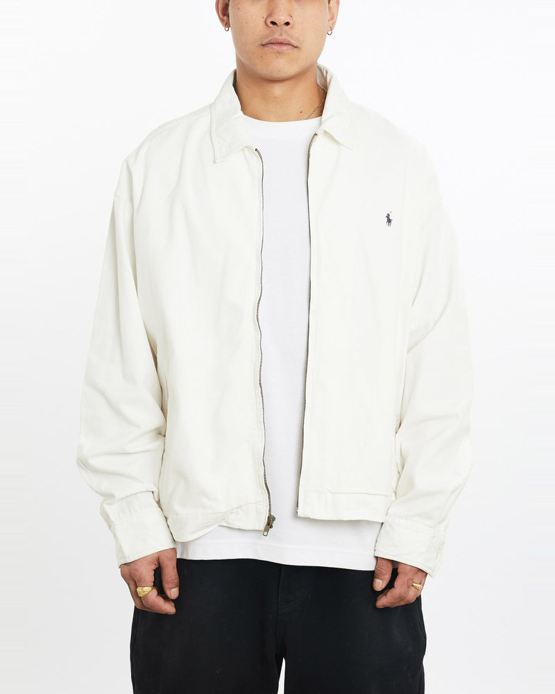 Vintage, 90s, Polo, Ralph, Lauren, Harrington, Jacket, The Real Deal, size extra large, colour White, newtown, sydney, australia, thrift store, opshop, preloved, secondhand, sustainable, retro, antique, 70s, 80s, 90s, 2000s, 00s, fashion, clothing, streetwear, trendy, garment, style, boutique, store, shop, archive, sale, cheap, best, top, Jackets