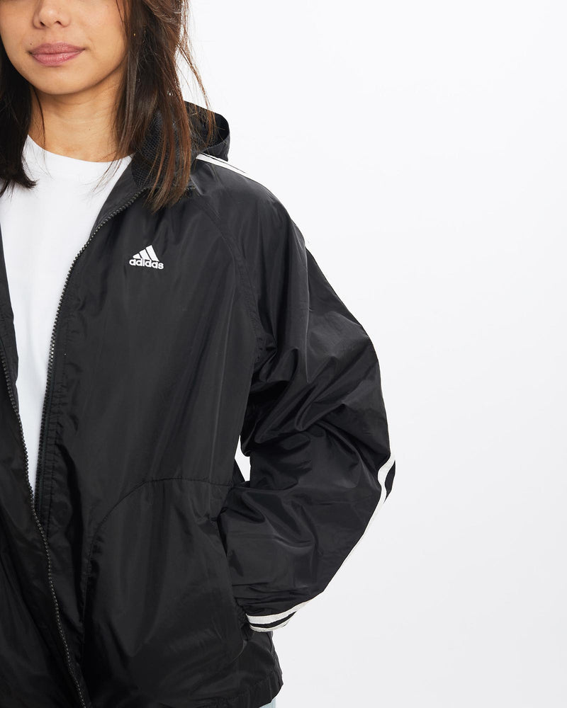 Vintage, 90s, Adidas, Windbreaker, Jacket, The Real Deal, size extra small, colour Black, newtown, sydney, australia, thrift store, opshop, preloved, secondhand, sustainable, retro, antique, 70s, 80s, 90s, 2000s, 00s, fashion, clothing, streetwear, trendy, garment, style, boutique, store, shop, archive, sale, cheap, best, top, Jackets
