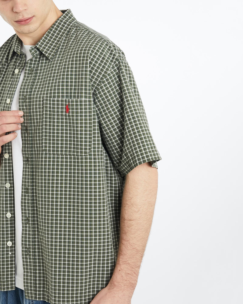 Vintage, 90s, Polo, Ralph, Lauren, Short, Sleeve, Button, Up, Shirt, The Real Deal, size extra large, colour Green, newtown, sydney, australia, thrift store, opshop, preloved, secondhand, sustainable, retro, antique, 70s, 80s, 90s, 2000s, 00s, fashion, clothing, streetwear, trendy, garment, style, boutique, store, shop, archive, sale, cheap, best, top, Shirts