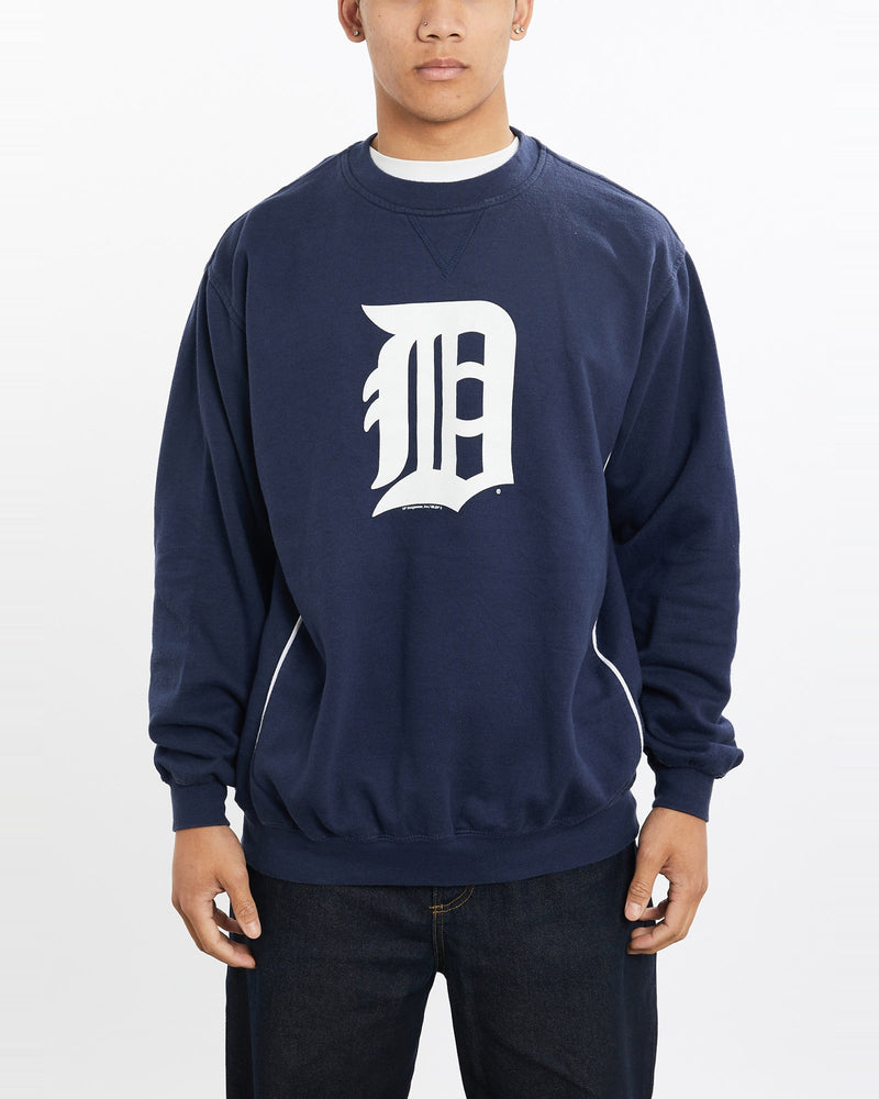 Vintage, MLB, Detroit, Tigers, Sweatshirt, The Real Deal, size large, colour Navy, newtown, sydney, australia, thrift store, opshop, preloved, secondhand, sustainable, retro, antique, 70s, 80s, 90s, 2000s, 00s, fashion, clothing, streetwear, trendy, garment, style, boutique, store, shop, archive, sale, cheap, best, top, Sweats and hoodies