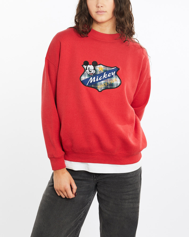 Vintage, 90s, Disney, Mickey, Mouse, Sweatshirt, The Real Deal, size medium, colour Red, newtown, sydney, australia, thrift store, opshop, preloved, secondhand, sustainable, retro, antique, 70s, 80s, 90s, 2000s, 00s, fashion, clothing, streetwear, trendy, garment, style, boutique, store, shop, archive, sale, cheap, best, top, Sweats and hoodies