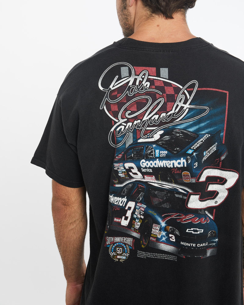 Vintage, Dale, Earnhardt, NASCAR, Racing, Tee, The Real Deal, size large, colour Black, newtown, sydney, australia, thrift store, opshop, preloved, secondhand, sustainable, retro, antique, 70s, 80s, 90s, 2000s, 00s, fashion, clothing, streetwear, trendy, garment, style, boutique, store, shop, archive, sale, cheap, best, top, T-Shirts