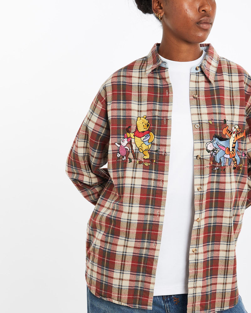 Vintage, Disney, Winnie, The, Pooh, Flannelette, Button, Up, Shirt, The Real Deal, size medium, colour Multicolour, newtown, sydney, australia, thrift store, opshop, preloved, secondhand, sustainable, retro, antique, 70s, 80s, 90s, 2000s, 00s, fashion, clothing, streetwear, trendy, garment, style, boutique, store, shop, archive, sale, cheap, best, top, Shirts