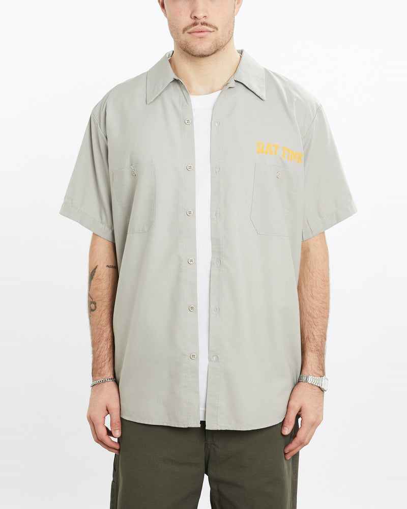 Vintage, Rat, Fink', Mechanic, Shirt, The Real Deal, size extra large, colour Beige, newtown, sydney, australia, thrift store, opshop, preloved, secondhand, sustainable, retro, antique, 70s, 80s, 90s, 2000s, 00s, fashion, clothing, streetwear, trendy, garment, style, boutique, store, shop, archive, sale, cheap, best, top, Shirts