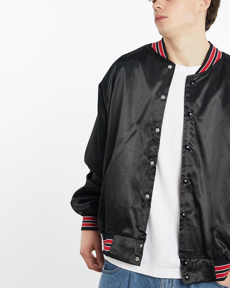 Vintage, 1989, Eagle, Wildlife, Satin, Bomber, Jacket, The Real Deal, size extra large, colour Black, newtown, sydney, australia, thrift store, opshop, preloved, secondhand, sustainable, retro, antique, 70s, 80s, 90s, 2000s, 00s, fashion, clothing, streetwear, trendy, garment, style, boutique, store, shop, archive, sale, cheap, best, top, Jackets