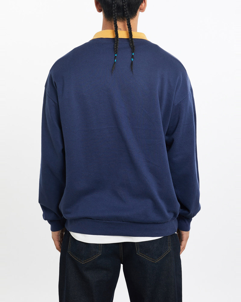 Vintage, 80s, NCAA, University, of, Michigan, Wolverines, Collared, Sweatshirt, The Real Deal, size large, colour Navy, newtown, sydney, australia, thrift store, opshop, preloved, secondhand, sustainable, retro, antique, 70s, 80s, 90s, 2000s, 00s, fashion, clothing, streetwear, trendy, garment, style, boutique, store, shop, archive, sale, cheap, best, top, Sweats and hoodies