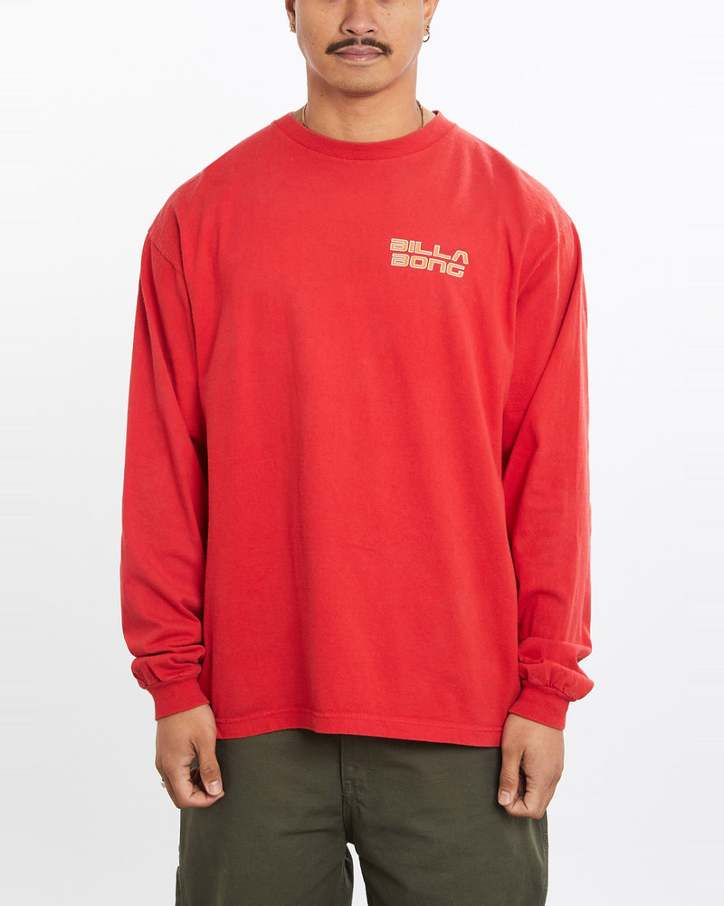 Vintage, 90s, Billabong, Surf, Long, Sleeve, Tee, The Real Deal, size large, colour Red, newtown, sydney, australia, thrift store, opshop, preloved, secondhand, sustainable, retro, antique, 70s, 80s, 90s, 2000s, 00s, fashion, clothing, streetwear, trendy, garment, style, boutique, store, shop, archive, sale, cheap, best, top, T-Shirts