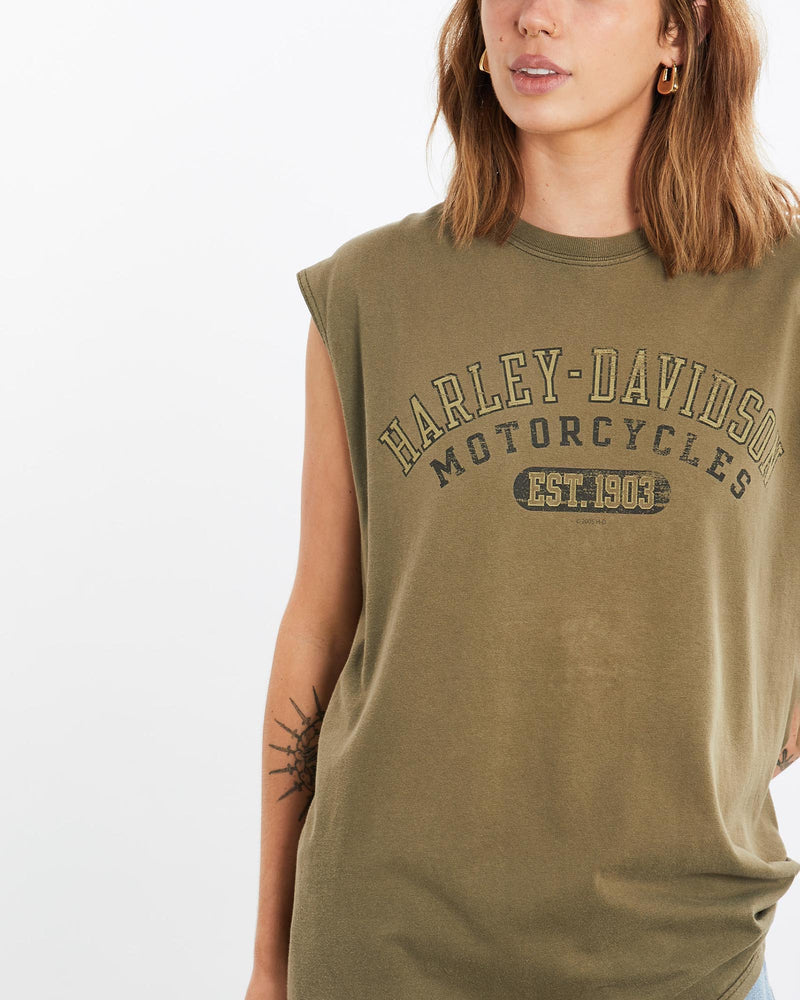 Vintage, Harley, Davidson, Tank, The Real Deal, size medium, colour Green, newtown, sydney, australia, thrift store, opshop, preloved, secondhand, sustainable, retro, antique, 70s, 80s, 90s, 2000s, 00s, fashion, clothing, streetwear, trendy, garment, style, boutique, store, shop, archive, sale, cheap, best, top, T-Shirts