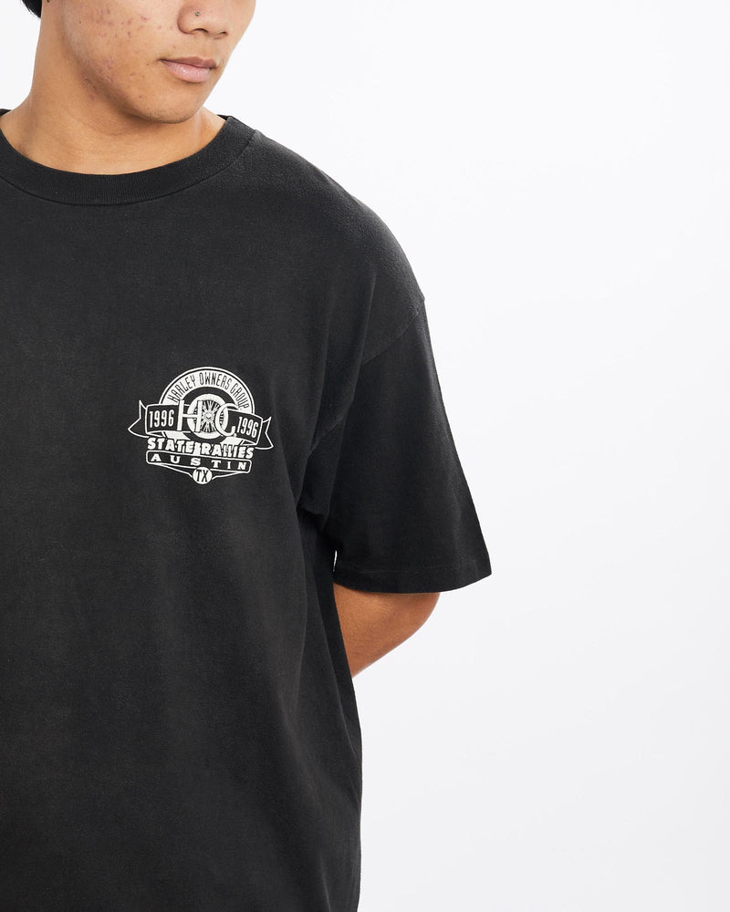 Vintage, 1996, Harley, Davidson, Owners, Group, Tee, The Real Deal, size large, colour Black, newtown, sydney, australia, thrift store, opshop, preloved, secondhand, sustainable, retro, antique, 70s, 80s, 90s, 2000s, 00s, fashion, clothing, streetwear, trendy, garment, style, boutique, store, shop, archive, sale, cheap, best, top, T-Shirts