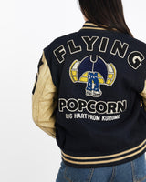 Vintage, 70s, Flying, Popcorn, Karume,, Japan', Varsity, Jacket, The Real Deal, size medium, colour Multicolour, newtown, sydney, australia, thrift store, opshop, preloved, secondhand, sustainable, retro, antique, 70s, 80s, 90s, 2000s, 00s, fashion, clothing, streetwear, trendy, garment, style, boutique, store, shop, archive, sale, cheap, best, top, Jackets
