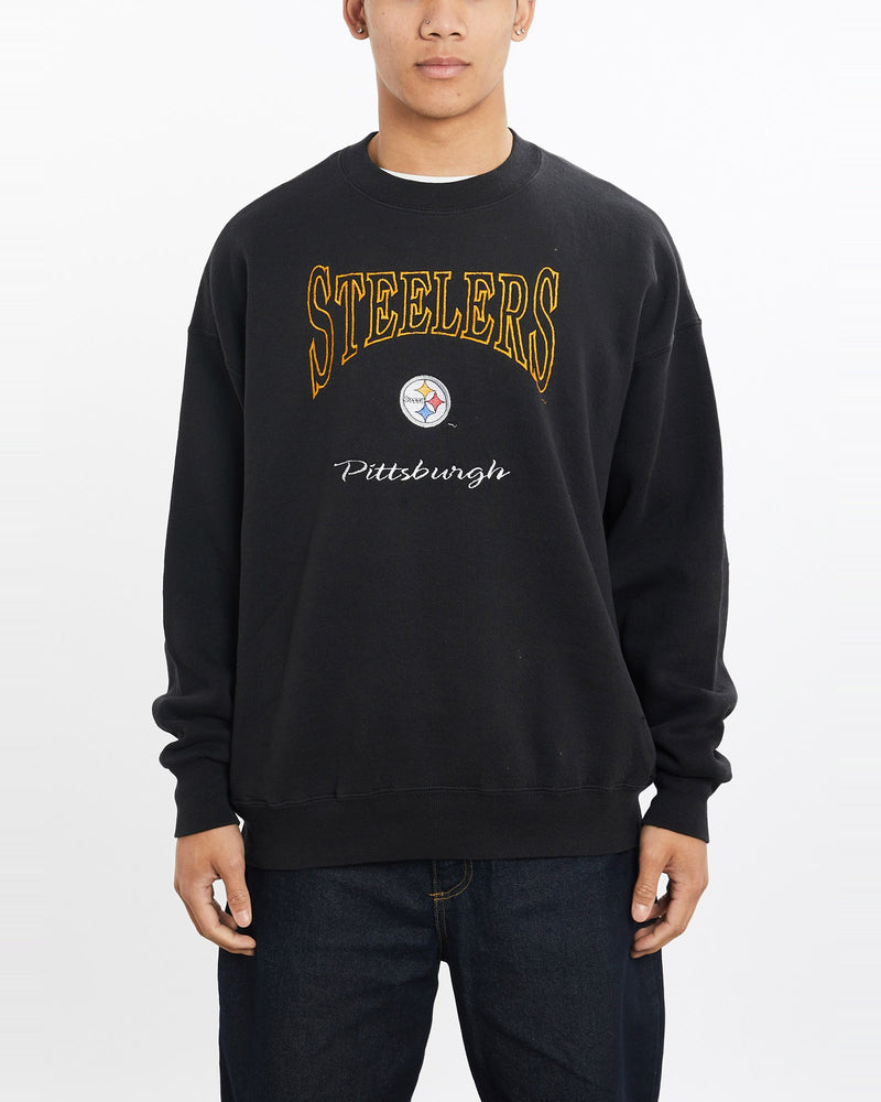 Vintage, NFL, Pittsburgh, Steelers, Sweatshirt, The Real Deal, size large, colour Black, newtown, sydney, australia, thrift store, opshop, preloved, secondhand, sustainable, retro, antique, 70s, 80s, 90s, 2000s, 00s, fashion, clothing, streetwear, trendy, garment, style, boutique, store, shop, archive, sale, cheap, best, top, Sweats and hoodies