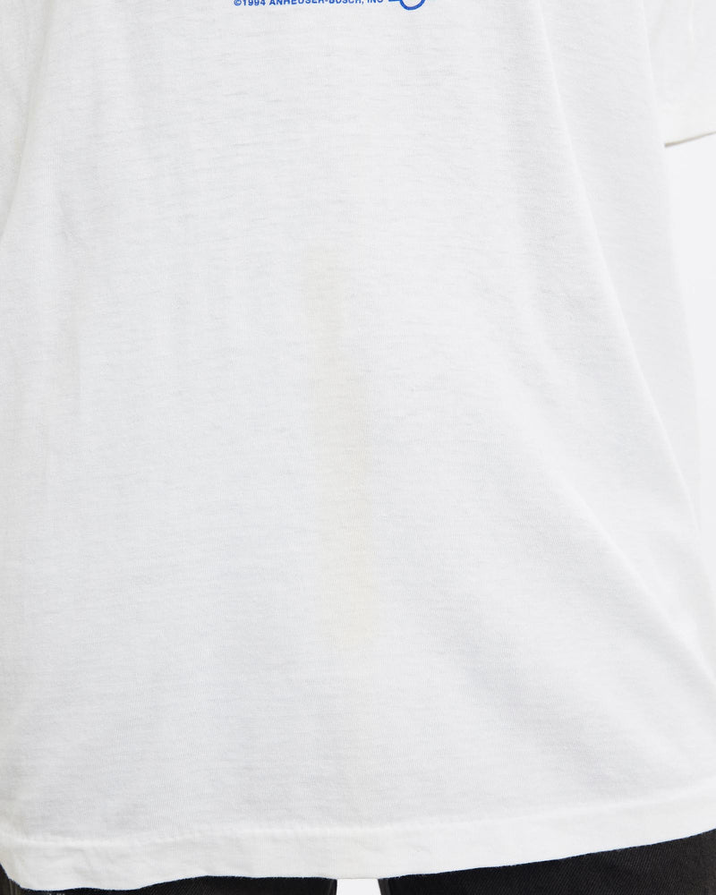 Vintage, 1994, Budweiser, Pro, Football, Tee, The Real Deal, size small, colour White, newtown, sydney, australia, thrift store, opshop, preloved, secondhand, sustainable, retro, antique, 70s, 80s, 90s, 2000s, 00s, fashion, clothing, streetwear, trendy, garment, style, boutique, store, shop, archive, sale, cheap, best, top, T-Shirts