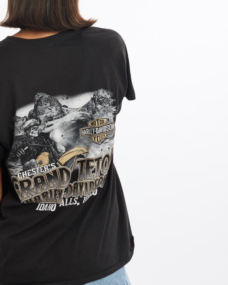 Harley, Davidson, Tee, The Real Deal, size small, colour Black, newtown, sydney, australia, thrift store, opshop, preloved, secondhand, sustainable, retro, antique, 70s, 80s, 90s, 2000s, 00s, fashion, clothing, streetwear, trendy, garment, style, boutique, store, shop, archive, sale, cheap, best, top, T-Shirts