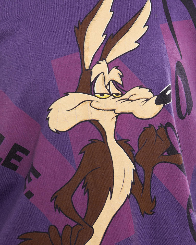Vintage, Wile, E., Coyote, Looney, Tunes, Tee, The Real Deal, size medium, colour Purple, newtown, sydney, australia, thrift store, opshop, preloved, secondhand, sustainable, retro, antique, 70s, 80s, 90s, 2000s, 00s, fashion, clothing, streetwear, trendy, garment, style, boutique, store, shop, archive, sale, cheap, best, top, T-Shirts
