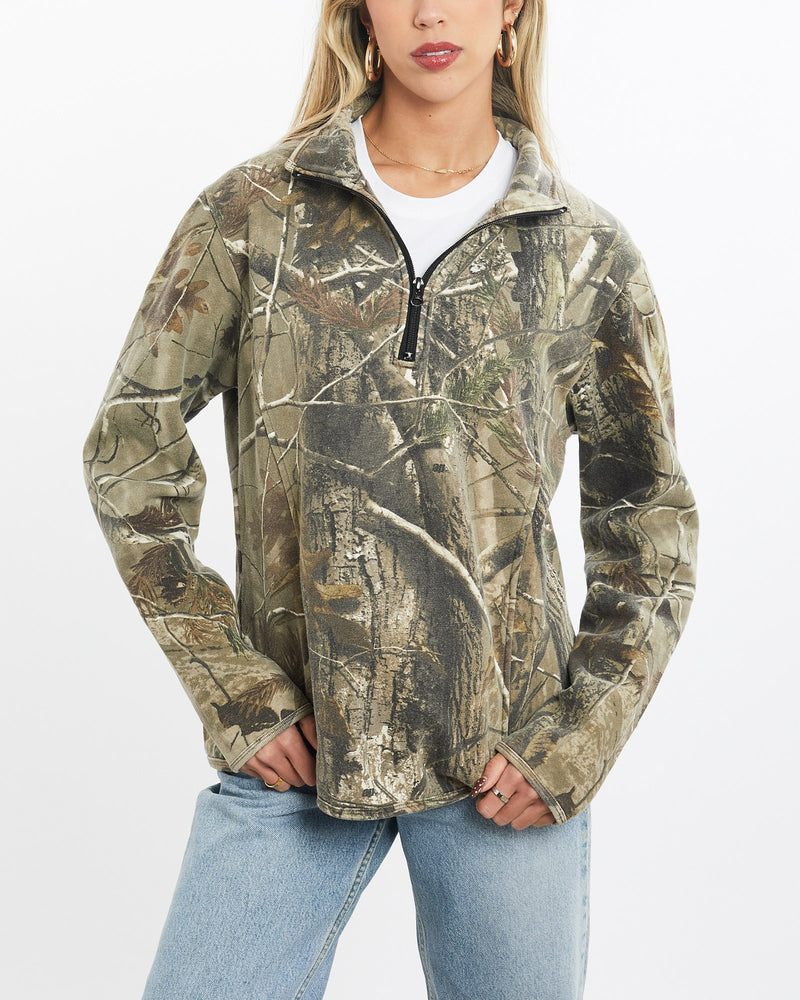 Vintage, Realtree, Camo, Quarter, Zip, Sweatshirt, The Real Deal, size extra small, colour Green, newtown, sydney, australia, thrift store, opshop, preloved, secondhand, sustainable, retro, antique, 70s, 80s, 90s, 2000s, 00s, fashion, clothing, streetwear, trendy, garment, style, boutique, store, shop, archive, sale, cheap, best, top, Sweats and hoodies