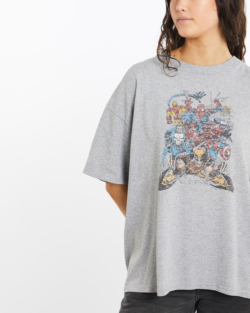 Vintage, Marvel, Super, Hero, Tee, The Real Deal, size medium, colour Grey, newtown, sydney, australia, thrift store, opshop, preloved, secondhand, sustainable, retro, antique, 70s, 80s, 90s, 2000s, 00s, fashion, clothing, streetwear, trendy, garment, style, boutique, store, shop, archive, sale, cheap, best, top, T-Shirts