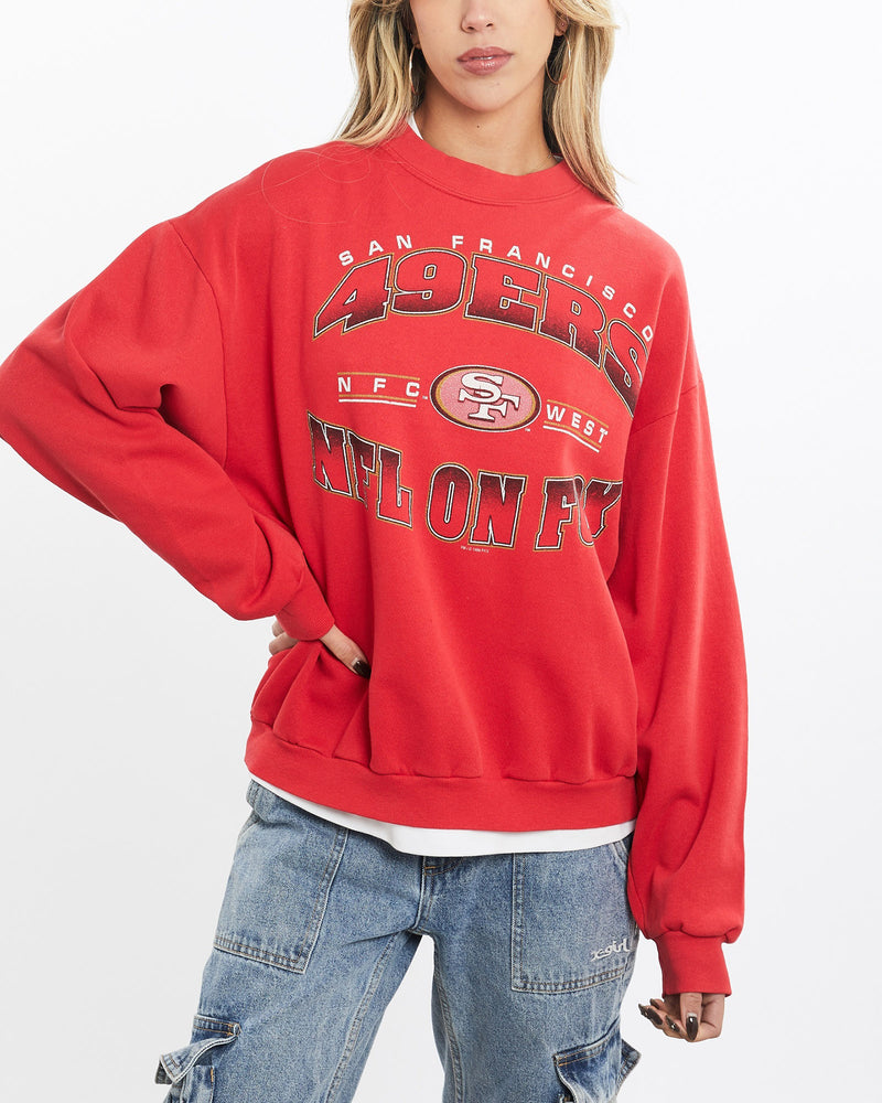Vintage, 1996, NFL, San, Francisco, 49ers, Sweatshirt, The Real Deal, size small, colour Red, newtown, sydney, australia, thrift store, opshop, preloved, secondhand, sustainable, retro, antique, 70s, 80s, 90s, 2000s, 00s, fashion, clothing, streetwear, trendy, garment, style, boutique, store, shop, archive, sale, cheap, best, top, Sweats and hoodies