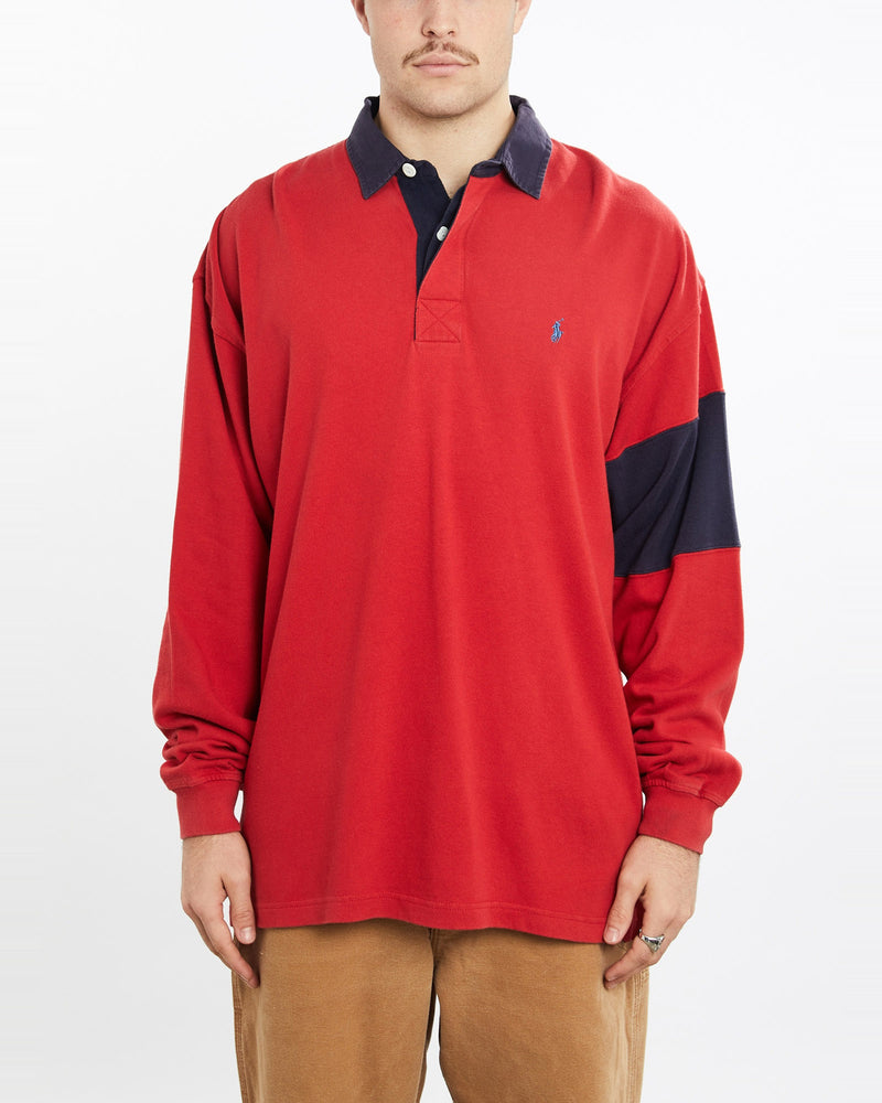 Vintage, 90s, Polo, Ralph, Lauren, Rugby, Shirt, The Real Deal, size extra large, colour Red, newtown, sydney, australia, thrift store, opshop, preloved, secondhand, sustainable, retro, antique, 70s, 80s, 90s, 2000s, 00s, fashion, clothing, streetwear, trendy, garment, style, boutique, store, shop, archive, sale, cheap, best, top, Shirts