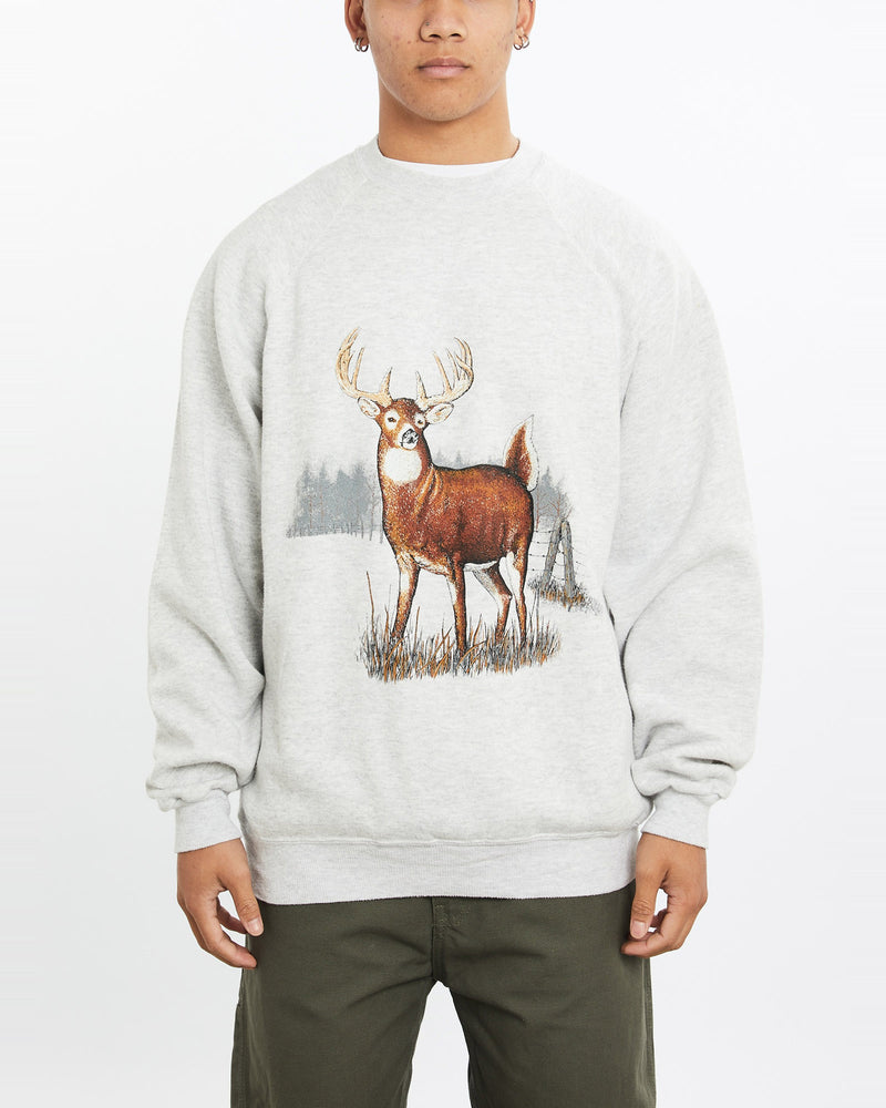 Vintage, 80s, Dear, Wildlife, Sweatshirt, The Real Deal, size extra large, colour Grey, newtown, sydney, australia, thrift store, opshop, preloved, secondhand, sustainable, retro, antique, 70s, 80s, 90s, 2000s, 00s, fashion, clothing, streetwear, trendy, garment, style, boutique, store, shop, archive, sale, cheap, best, top, Sweats and hoodies