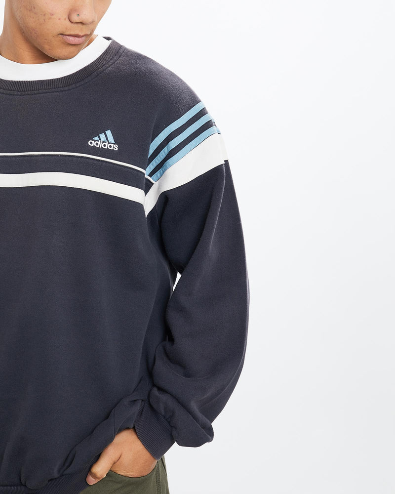 Vintage, Adidas, Sweatshirt, The Real Deal, size large, colour Navy, newtown, sydney, australia, thrift store, opshop, preloved, secondhand, sustainable, retro, antique, 70s, 80s, 90s, 2000s, 00s, fashion, clothing, streetwear, trendy, garment, style, boutique, store, shop, archive, sale, cheap, best, top, Sweats and hoodies