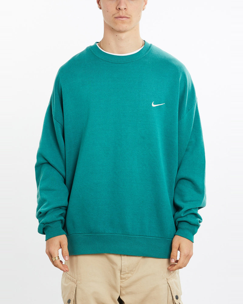 Vintage, 90s, Nike, Sweatshirt, The Real Deal, size extra large, colour Green, newtown, sydney, australia, thrift store, opshop, preloved, secondhand, sustainable, retro, antique, 70s, 80s, 90s, 2000s, 00s, fashion, clothing, streetwear, trendy, garment, style, boutique, store, shop, archive, sale, cheap, best, top, Sweats and hoodies
