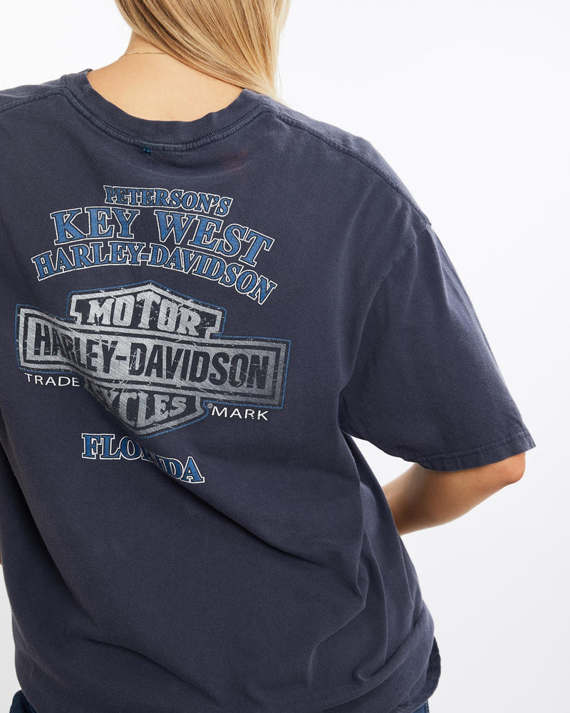 Vintage, Harley, Davidson, Tee, The Real Deal, size medium, colour Navy, newtown, sydney, australia, thrift store, opshop, preloved, secondhand, sustainable, retro, antique, 70s, 80s, 90s, 2000s, 00s, fashion, clothing, streetwear, trendy, garment, style, boutique, store, shop, archive, sale, cheap, best, top, T-Shirts