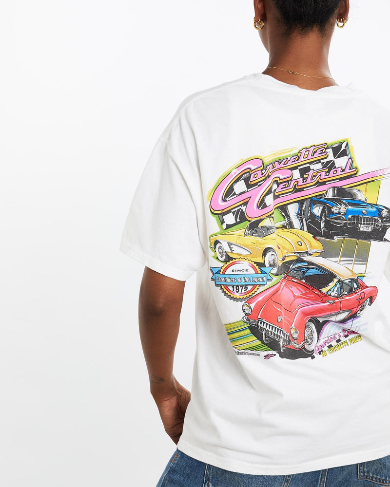 Vintage, Corvette, Central, Tee, The Real Deal, size medium, colour White, newtown, sydney, australia, thrift store, opshop, preloved, secondhand, sustainable, retro, antique, 70s, 80s, 90s, 2000s, 00s, fashion, clothing, streetwear, trendy, garment, style, boutique, store, shop, archive, sale, cheap, best, top, T-Shirts