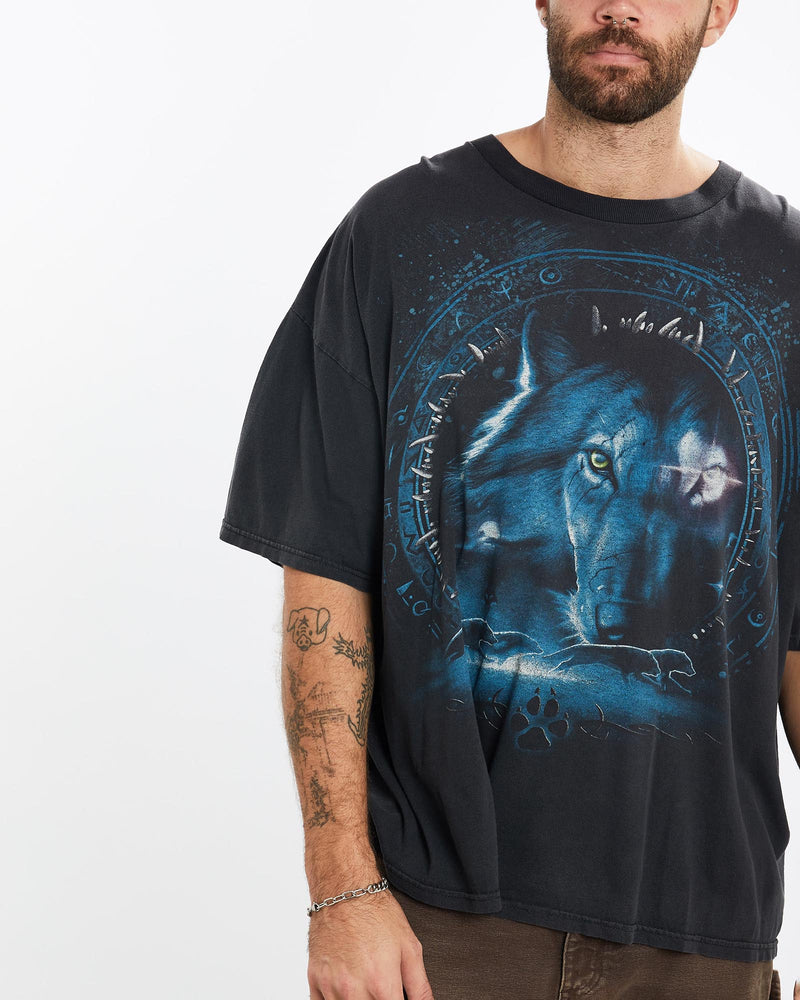 Vintage, Wolf, Wildlife, Tee, The Real Deal, size extra large, colour Black, newtown, sydney, australia, thrift store, opshop, preloved, secondhand, sustainable, retro, antique, 70s, 80s, 90s, 2000s, 00s, fashion, clothing, streetwear, trendy, garment, style, boutique, store, shop, archive, sale, cheap, best, top, T-Shirts
