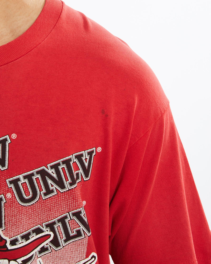Vintage, 90s, NCAA, UNLV, Runnin, Rebels, Tee, The Real Deal, size extra large, colour Red, newtown, sydney, australia, thrift store, opshop, preloved, secondhand, sustainable, retro, antique, 70s, 80s, 90s, 2000s, 00s, fashion, clothing, streetwear, trendy, garment, style, boutique, store, shop, archive, sale, cheap, best, top, T-Shirts