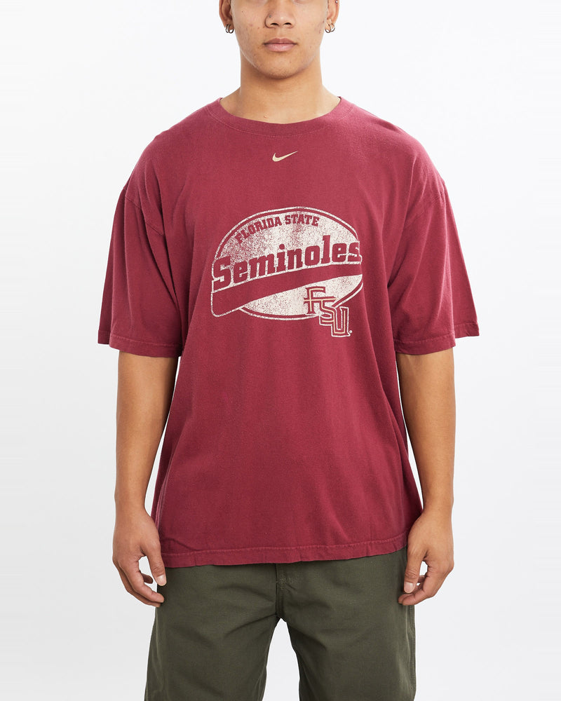 Vintage, Nike, NCAA, Florida, State, Seminoles, Tee, The Real Deal, size large, colour Burgundy, newtown, sydney, australia, thrift store, opshop, preloved, secondhand, sustainable, retro, antique, 70s, 80s, 90s, 2000s, 00s, fashion, clothing, streetwear, trendy, garment, style, boutique, store, shop, archive, sale, cheap, best, top, T-Shirts